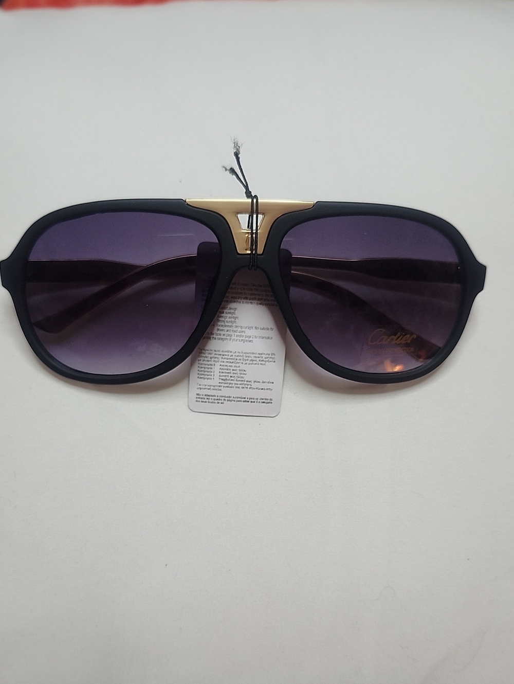 Fashion  Black Frames with Gold Bridge and Purple Lenses